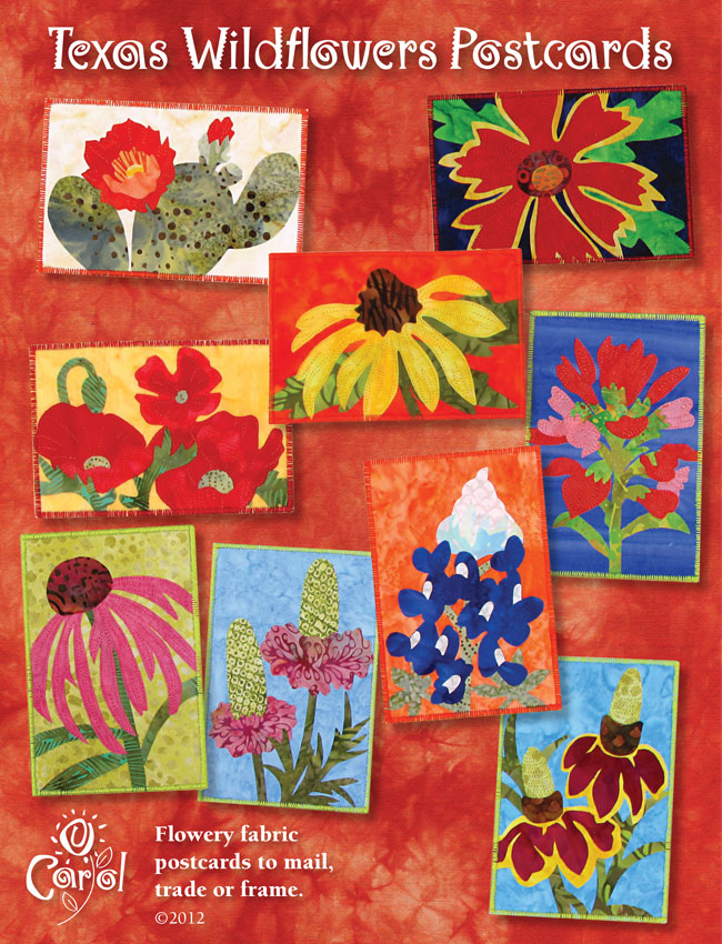 Texas Wildflowers Postcards - pattern with four pieces of stabilizer included